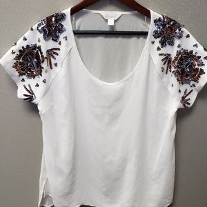 DECREE WHITE SEQUIN SLEEVE TEE